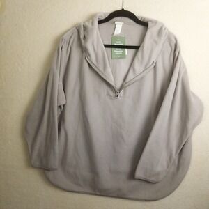HM Womens‎ XXL Light Gray Fleece Half Zip Hoodie Oversized Relaxed Fit Casual